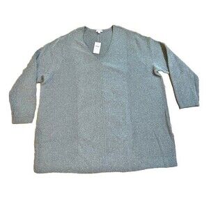 J. Jill Sweater Tunic V Neck Womens Plus Size 4X Gray Size Slits NEW WITH TAGS